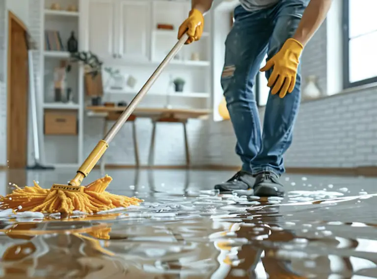 Person mopping water on floor